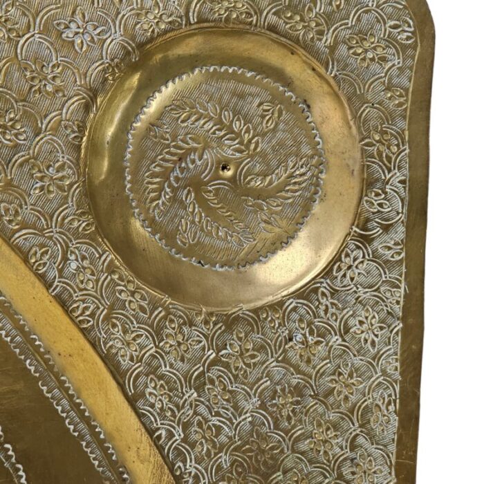 indian etched brass tabletop tray 265 9172