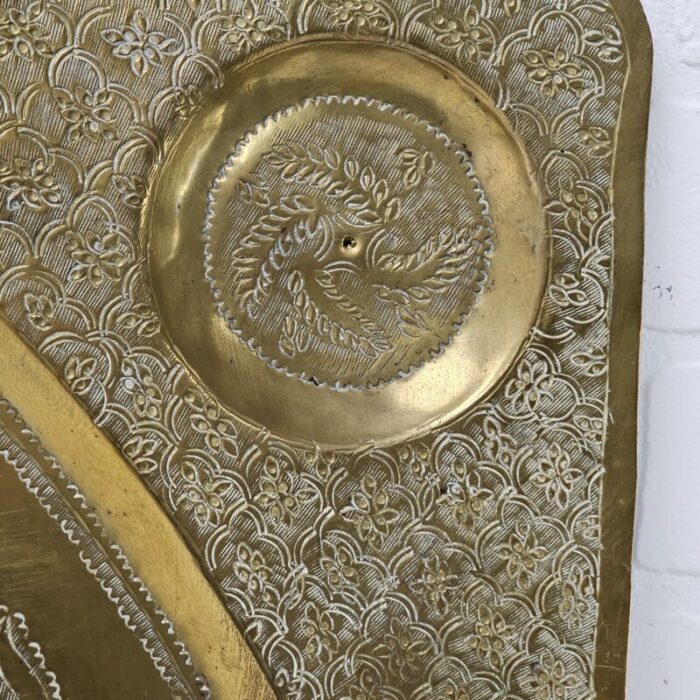 indian etched brass tabletop tray 265 9681