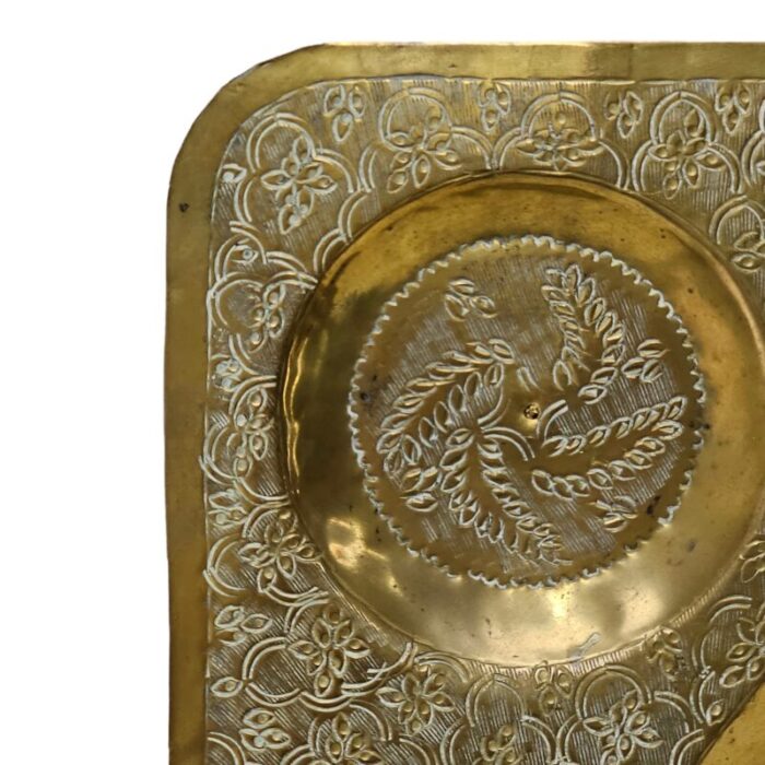 indian etched brass tabletop tray 265 9737