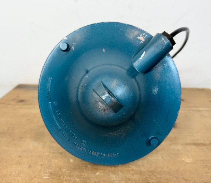 industrial blue bunker cage light from polam gdansk 1970s 9