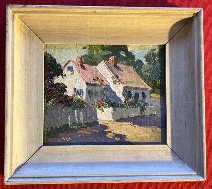 irene stry american 1899 1963 small scale oil painting on board provincetown school cottage street scene 0417