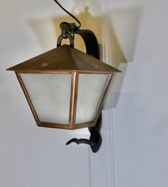 iron and copper wall lantern 1890s 1