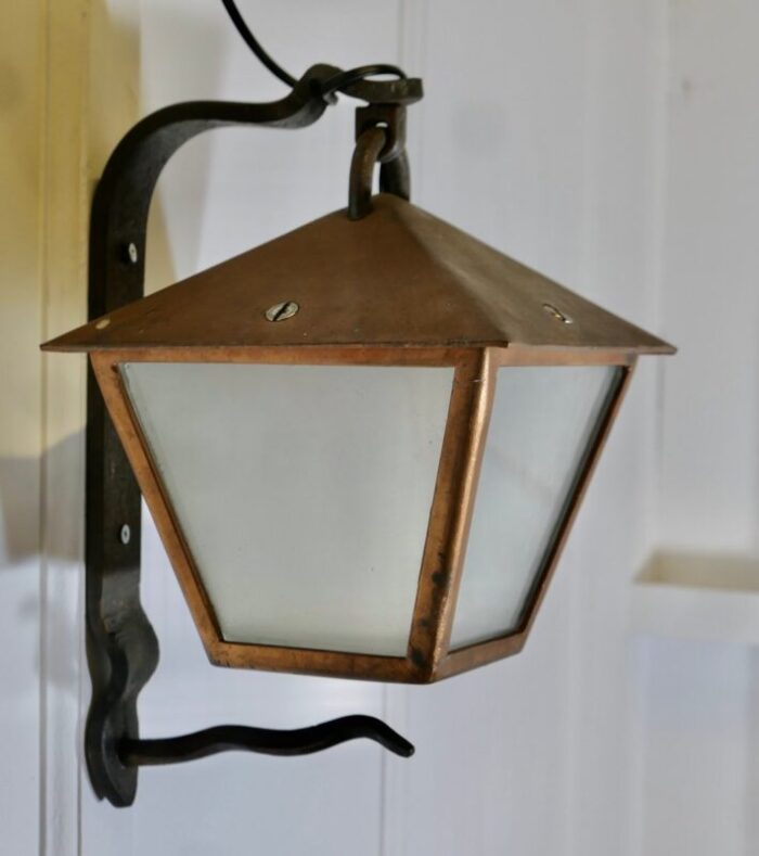 iron and copper wall lantern 1890s 2