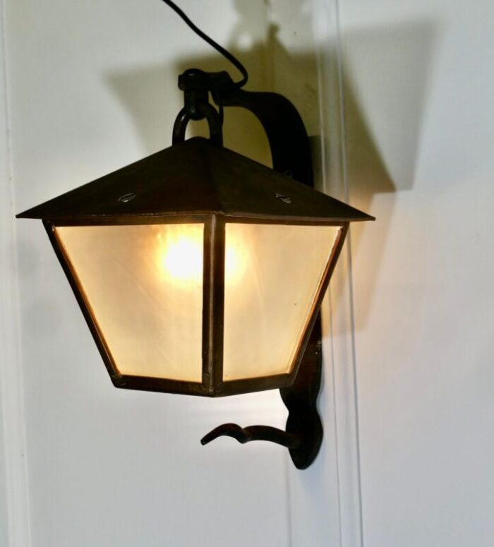 iron and copper wall lantern 1890s 4