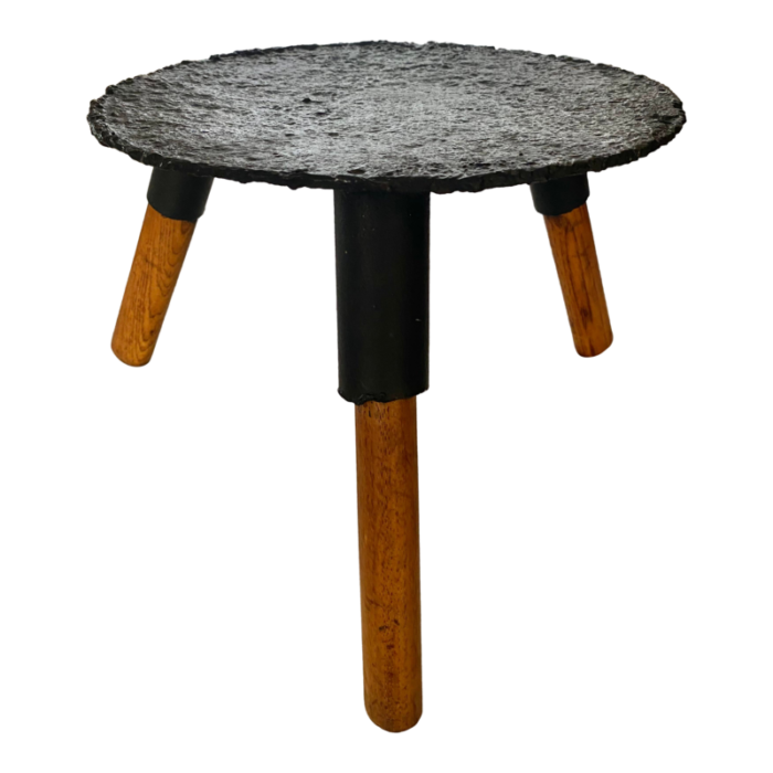 iron wood brutalist tripod stool 8718