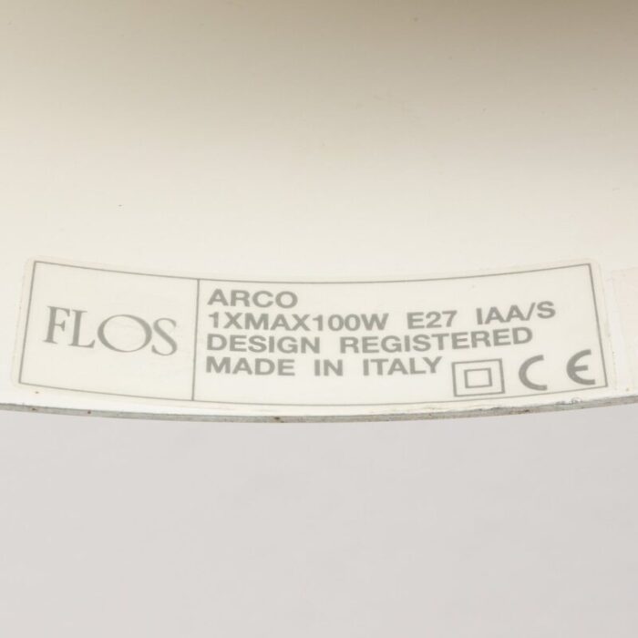 italian arco floor lamp by achille pier giacomo castiglioni for flos italy 1960s 2