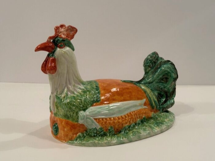 italian ceramic majolica rooster and vegetable tureen 0067