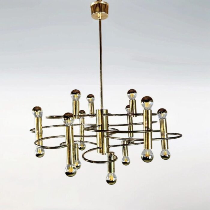 italian chandelier attributed to sciolari 1970s 5