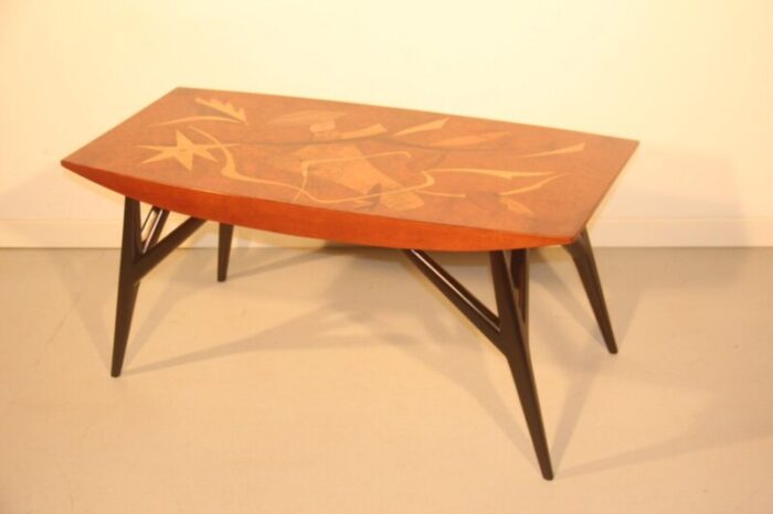 italian coffee table with wooden inlays by luigi scremin 1950 18