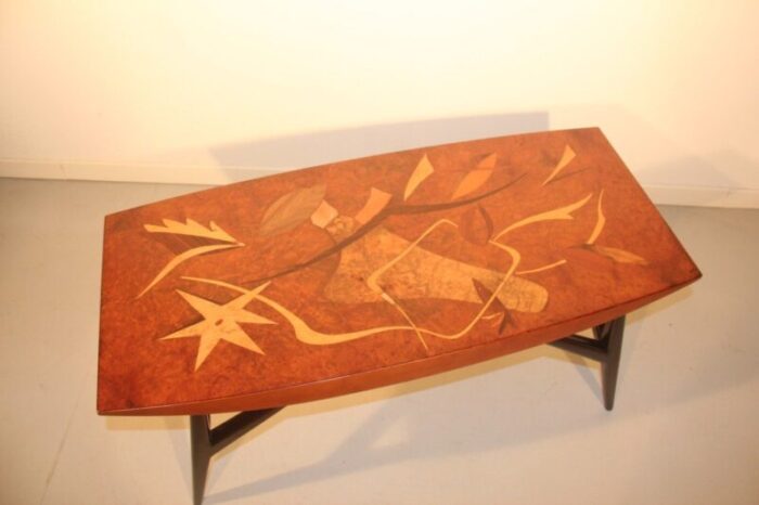 italian coffee table with wooden inlays by luigi scremin 1950 3