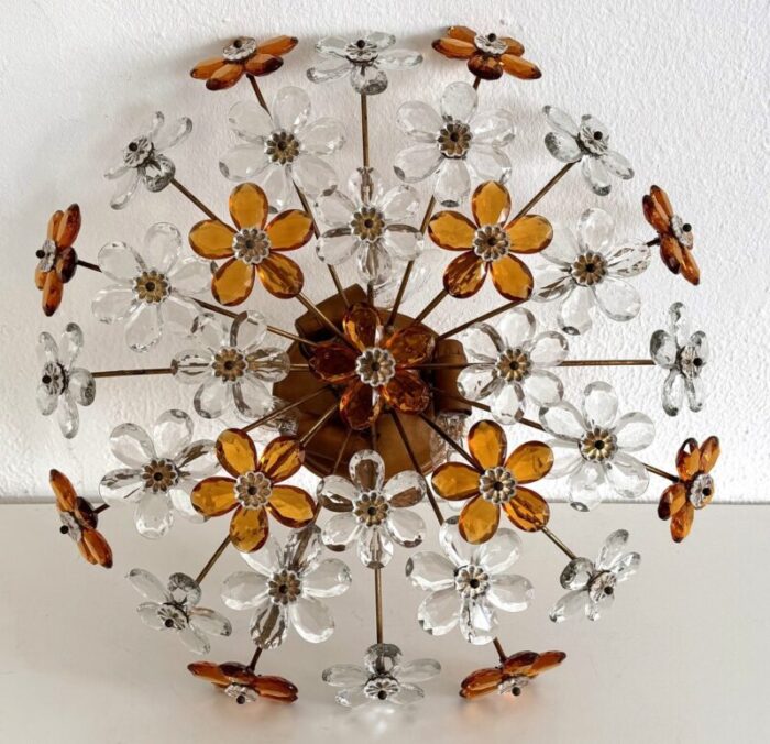 italian florentine flush mount with murano glass flowers from banci firenze 1970s 1