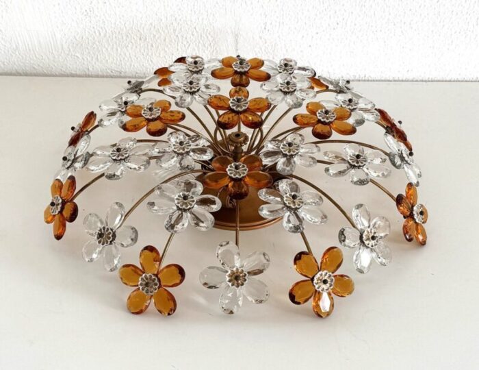 italian florentine flush mount with murano glass flowers from banci firenze 1970s 11