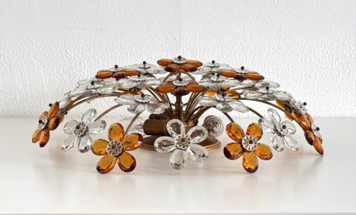 italian florentine flush mount with murano glass flowers from banci firenze 1970s 12