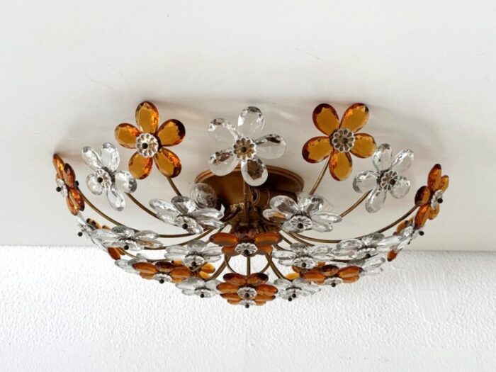 italian florentine flush mount with murano glass flowers from banci firenze 1970s 13