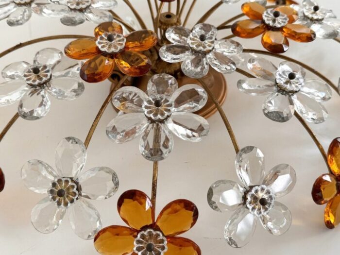 italian florentine flush mount with murano glass flowers from banci firenze 1970s 2