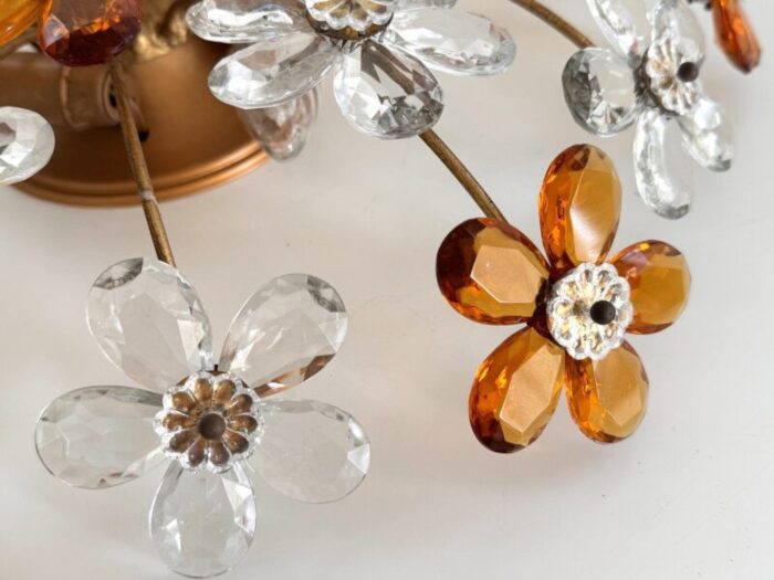 italian florentine flush mount with murano glass flowers from banci firenze 1970s 3