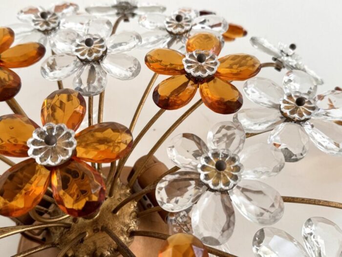 italian florentine flush mount with murano glass flowers from banci firenze 1970s 4