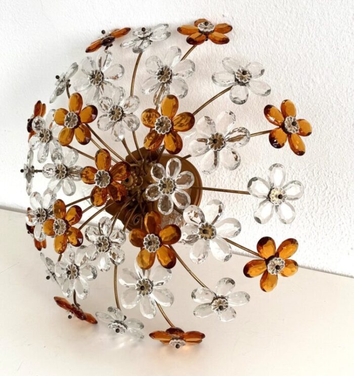 italian florentine flush mount with murano glass flowers from banci firenze 1970s 5