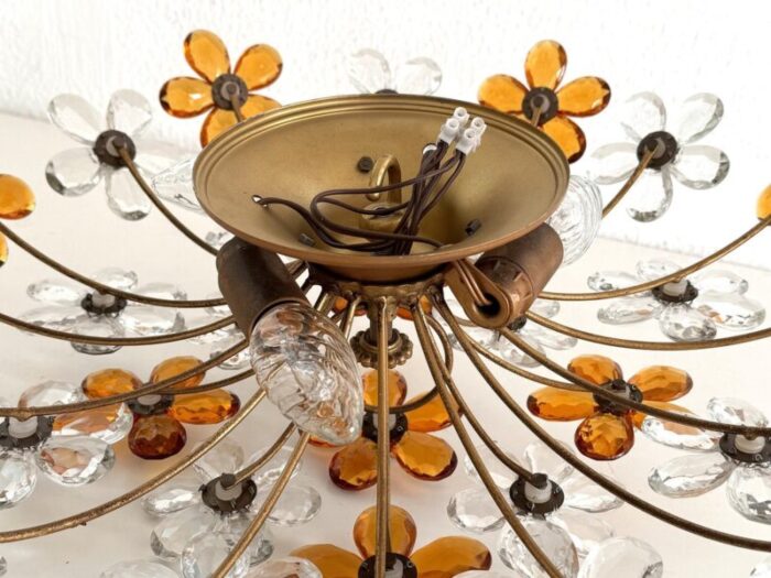 italian florentine flush mount with murano glass flowers from banci firenze 1970s 8