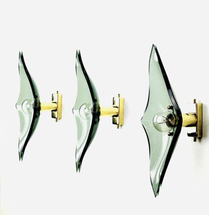 italian glass sconces by gino paroldo 1950s set of 3 1