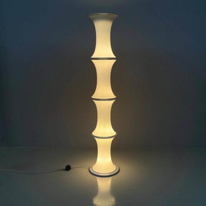 italian modern opaline glass floor lamp bamboo attributed to enrico tronconi 1980s 2