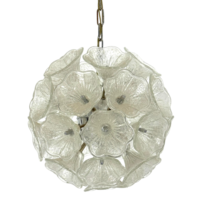 italian murano flower glass and chrome sputnik in venini style 1970s 6318