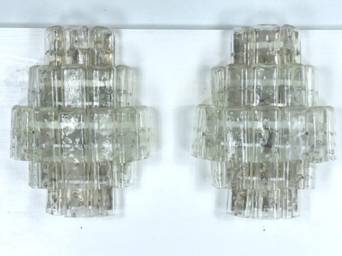 italian murano glass elements sconces by vistosi manner 1970s set of 2 1