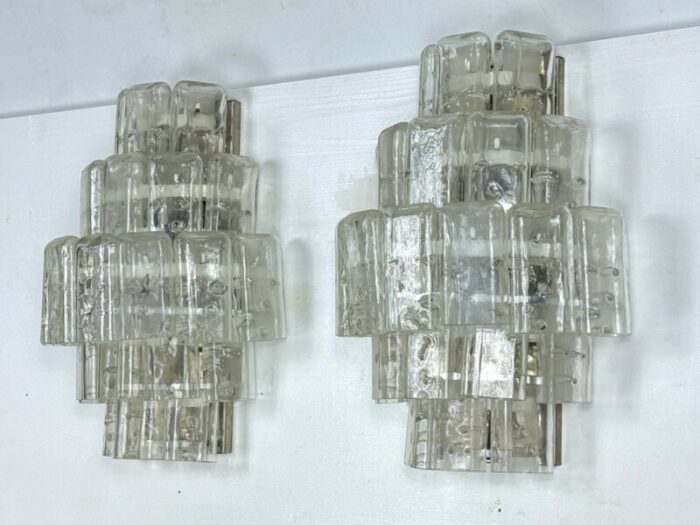 italian murano glass elements sconces by vistosi manner 1970s set of 2 10