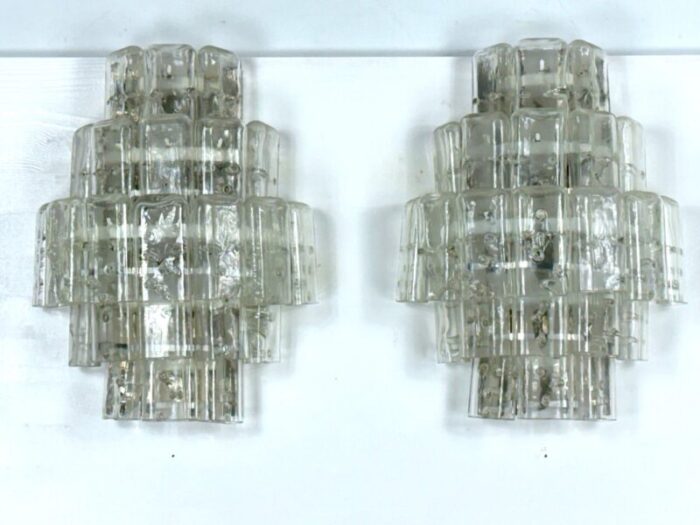 italian murano glass elements sconces by vistosi manner 1970s set of 2 2