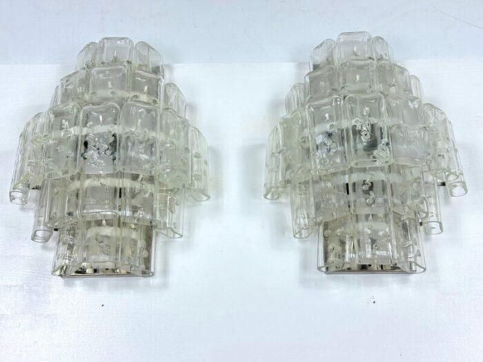 italian murano glass elements sconces by vistosi manner 1970s set of 2 5