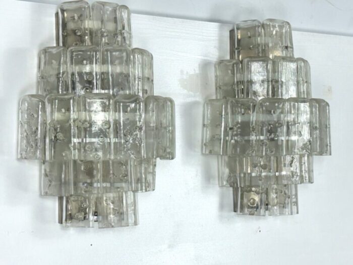 italian murano glass elements sconces by vistosi manner 1970s set of 2 8