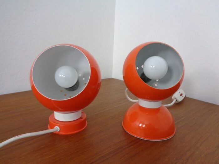 italian space age metal internal magnet table lamps by reggiani 1960s set of 2 1