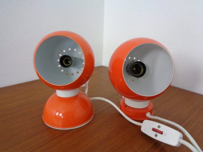 italian space age metal internal magnet table lamps by reggiani 1960s set of 2 11