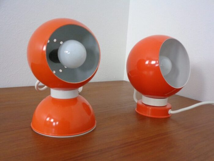 italian space age metal internal magnet table lamps by reggiani 1960s set of 2 2