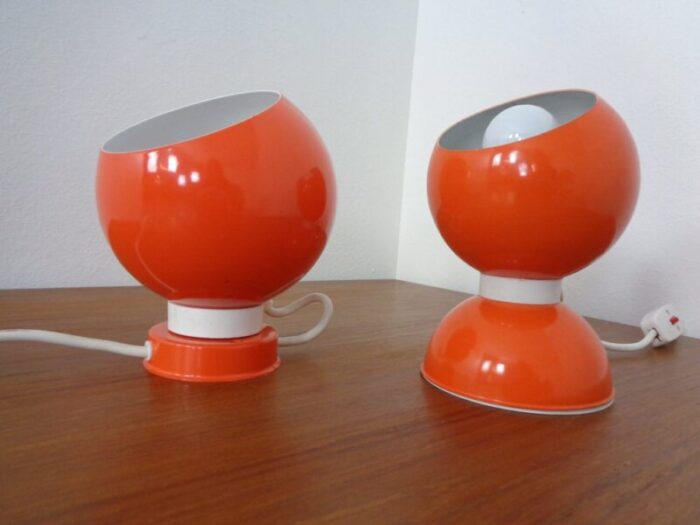 italian space age metal internal magnet table lamps by reggiani 1960s set of 2 3