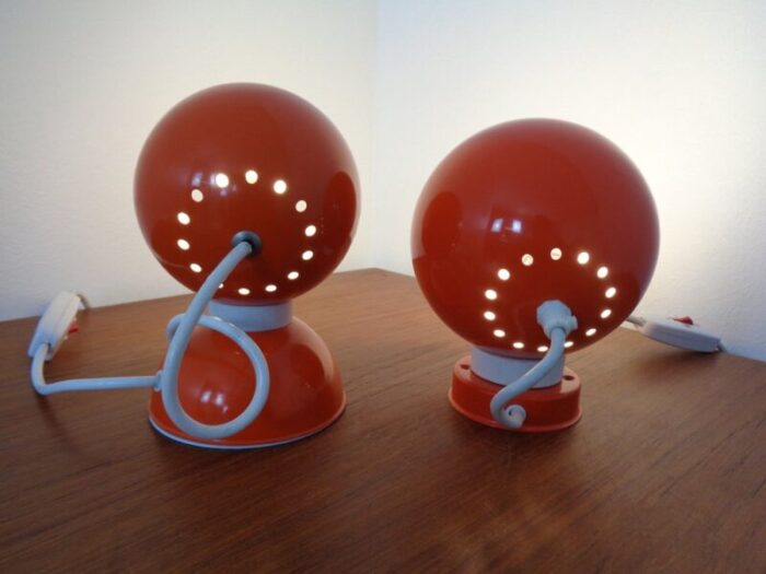 italian space age metal internal magnet table lamps by reggiani 1960s set of 2 8