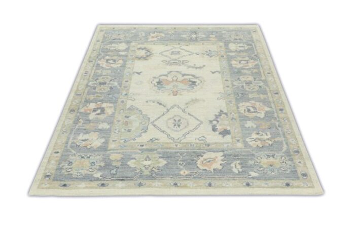 ivory field multicolor handwoven turkish oushak rug 51 x 7 9729