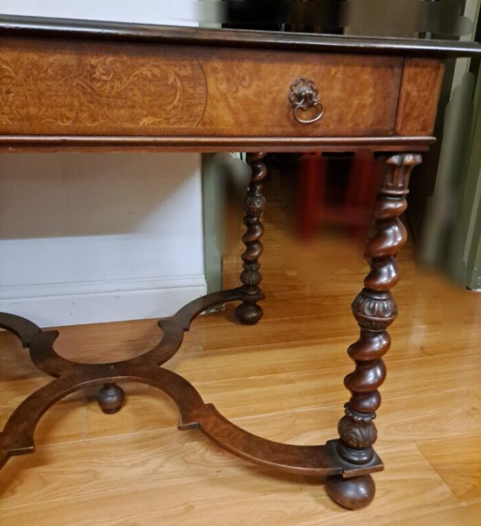 jacobean style trestle tablewriting desk circa 1910 5471