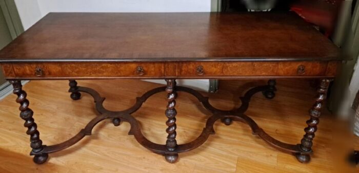 jacobean style trestle tablewriting desk circa 1910 7600