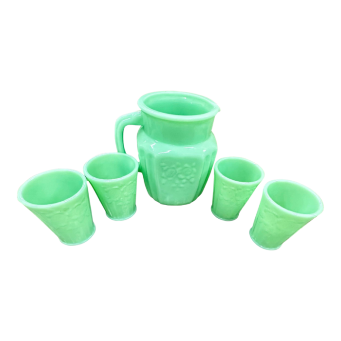 jadeite juice pitcher mayfair design 5 piece set 4090