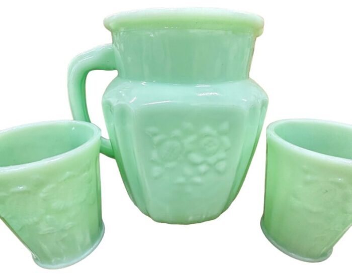 jadeite juice pitcher mayfair design 5 piece set 5345