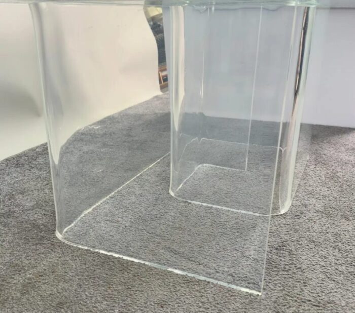 jeffrey bigelow style mid century modern lucite base coffee or cocktail table 4585