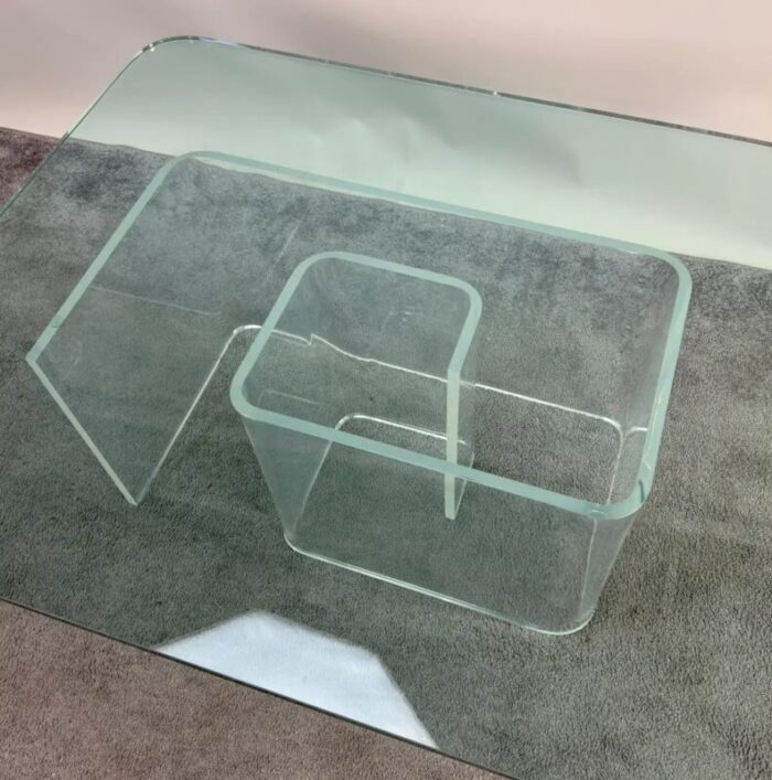 jeffrey bigelow style mid century modern lucite base coffee or cocktail table 6069