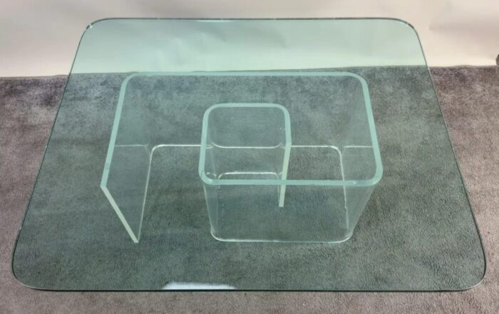 jeffrey bigelow style mid century modern lucite base coffee or cocktail table 8606