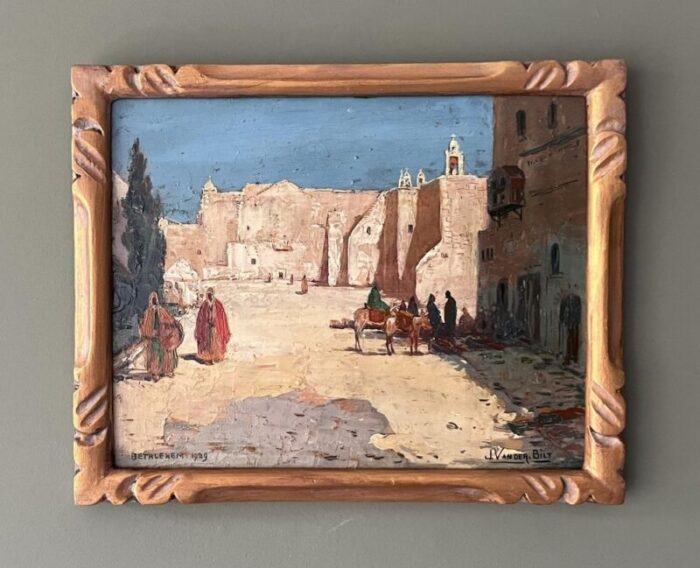 johannes van der bilt bethlehem church of nativity oil painting 1929 framed 4215