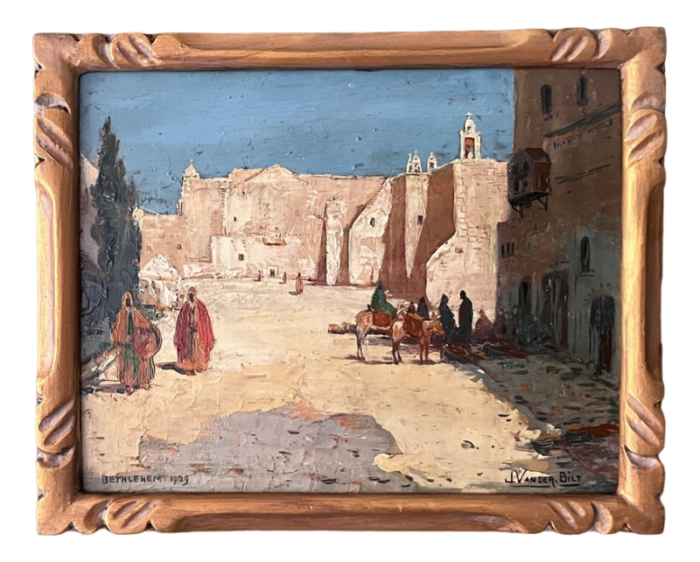 johannes van der bilt bethlehem church of nativity oil painting 1929 framed 6384