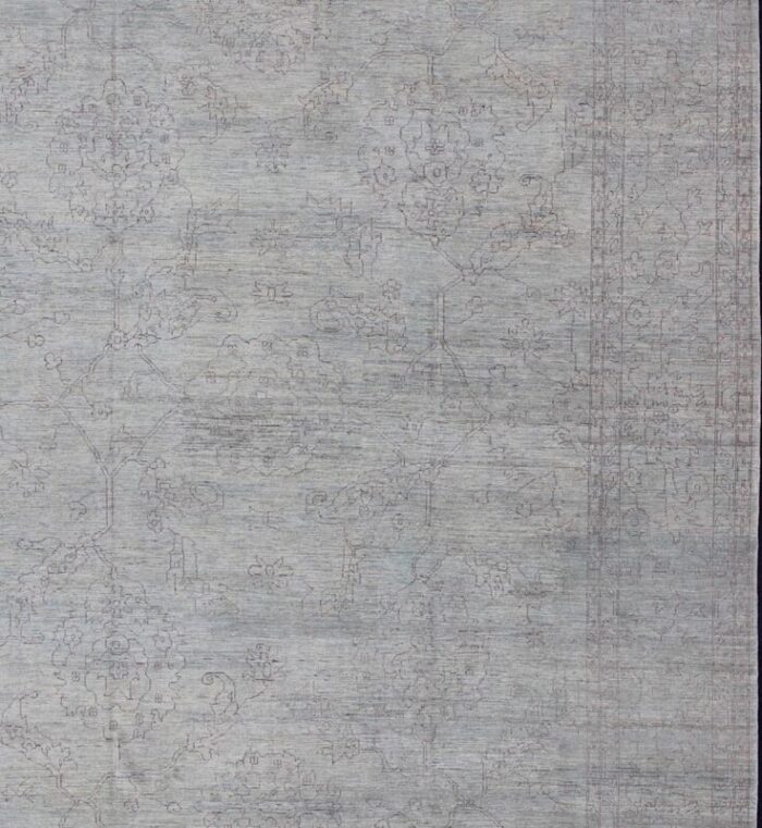 keivan woven arts finely made transitional rug in light blue and lavender highlights 8723