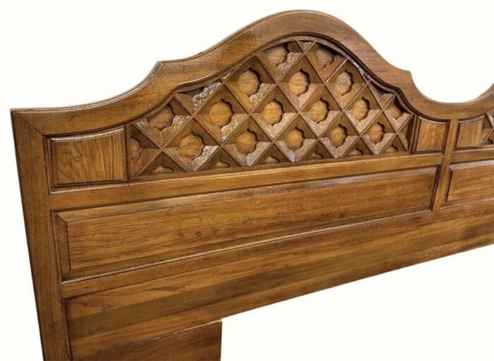 king size thomasville spanish revival pecan wood headboard made in 1964 7846