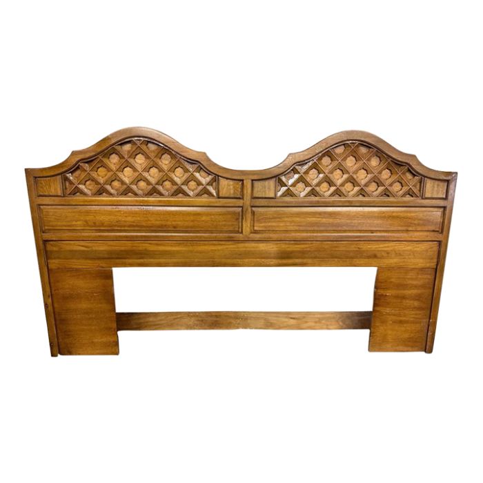 king size thomasville spanish revival pecan wood headboard made in 1964 8403