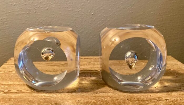 kosta sweden clear glass multi sided paperweights with inclusion a pair 1723